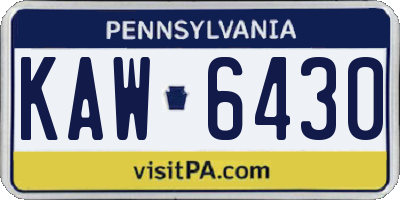 PA license plate KAW6430