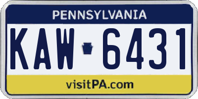 PA license plate KAW6431