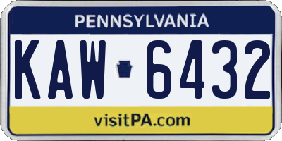 PA license plate KAW6432
