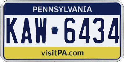 PA license plate KAW6434