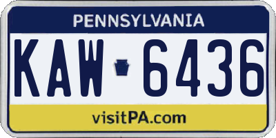 PA license plate KAW6436