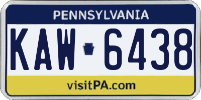 PA license plate KAW6438