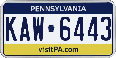 PA license plate KAW6443