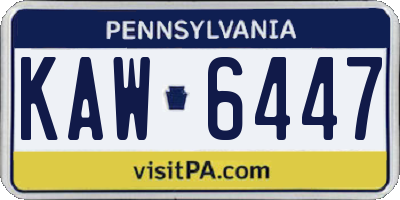 PA license plate KAW6447