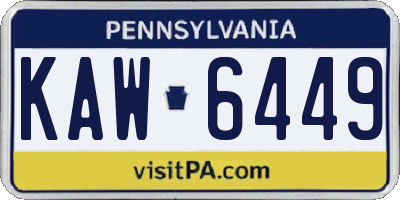 PA license plate KAW6449