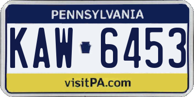 PA license plate KAW6453