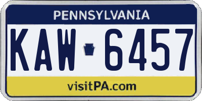PA license plate KAW6457