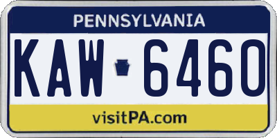 PA license plate KAW6460