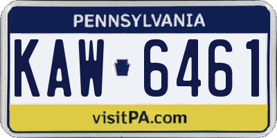 PA license plate KAW6461