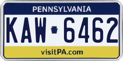 PA license plate KAW6462