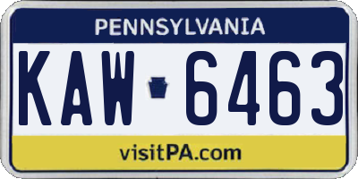 PA license plate KAW6463