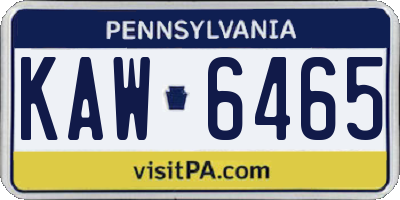 PA license plate KAW6465