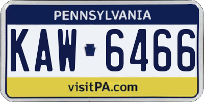 PA license plate KAW6466