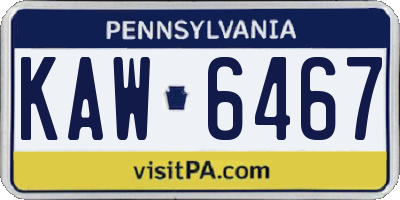 PA license plate KAW6467