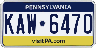 PA license plate KAW6470