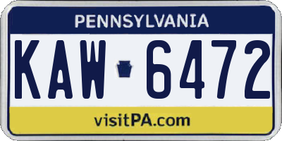 PA license plate KAW6472