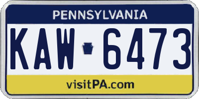 PA license plate KAW6473