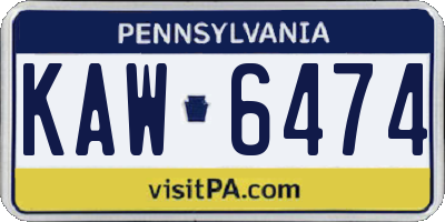 PA license plate KAW6474