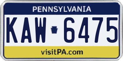 PA license plate KAW6475