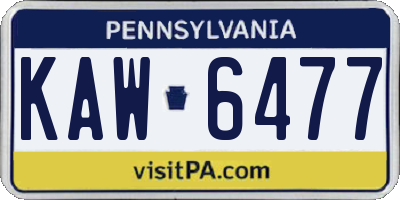 PA license plate KAW6477