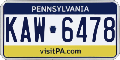 PA license plate KAW6478