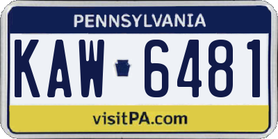 PA license plate KAW6481