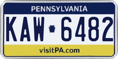 PA license plate KAW6482