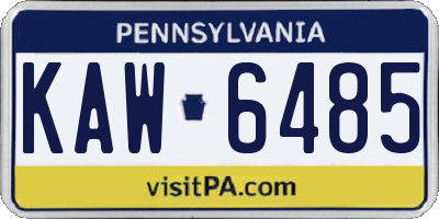 PA license plate KAW6485