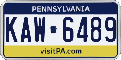 PA license plate KAW6489