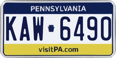 PA license plate KAW6490