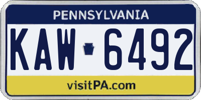 PA license plate KAW6492