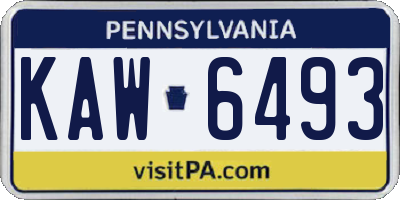 PA license plate KAW6493