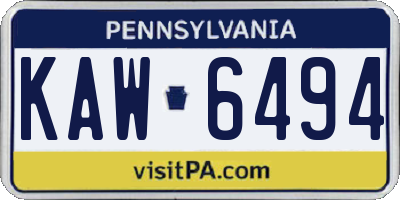 PA license plate KAW6494