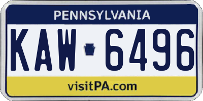 PA license plate KAW6496
