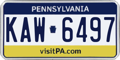 PA license plate KAW6497