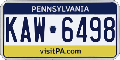 PA license plate KAW6498