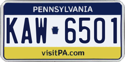 PA license plate KAW6501