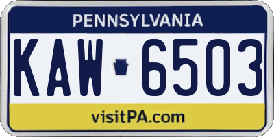 PA license plate KAW6503