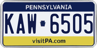 PA license plate KAW6505