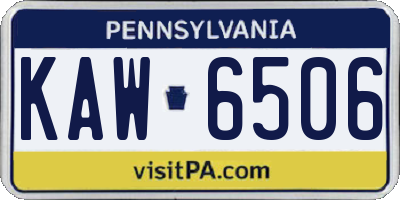 PA license plate KAW6506