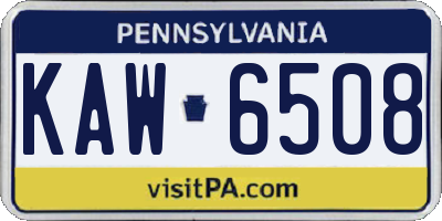PA license plate KAW6508