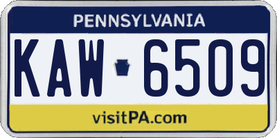 PA license plate KAW6509