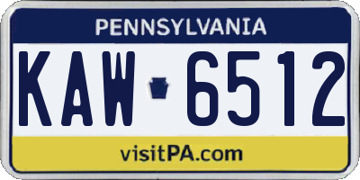 PA license plate KAW6512
