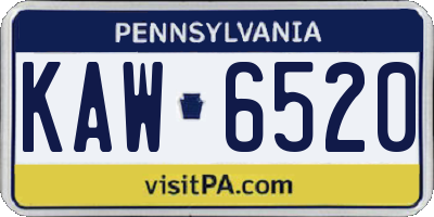 PA license plate KAW6520