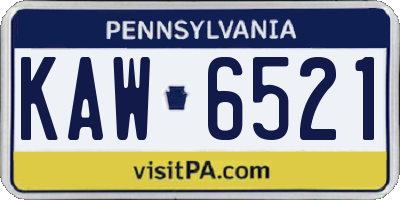 PA license plate KAW6521