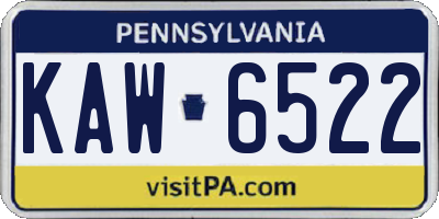 PA license plate KAW6522