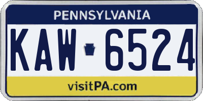 PA license plate KAW6524