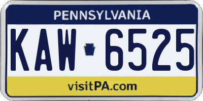 PA license plate KAW6525