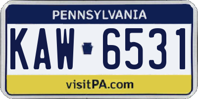 PA license plate KAW6531