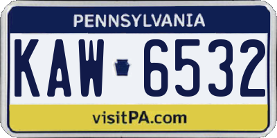PA license plate KAW6532